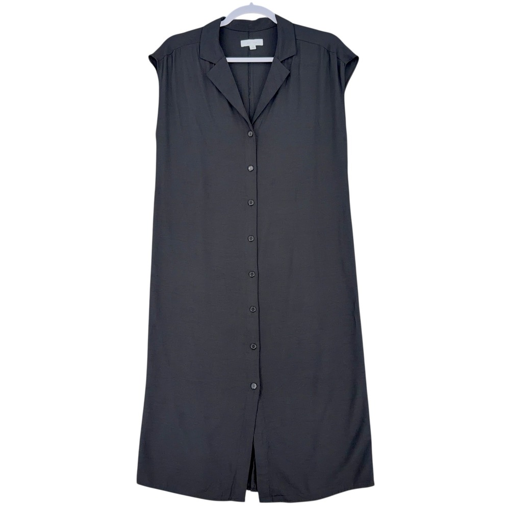 All Row Black‎ Sleeveless Collared Button Front Maxi Shirt Dress Size S
